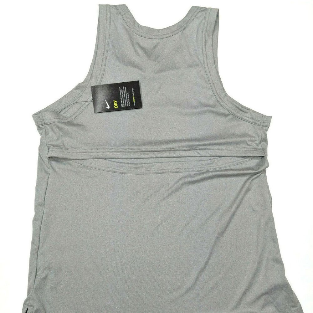 Nike Dri-Fit Split-back Running Top Wolf Grey NWT - Picture 2 of 8